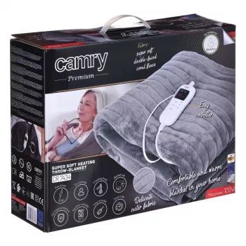 Adler CAMRY CR 7434 Elektrische Unterdecke - weiches Fleece, 3 Heizstufen, 150x80 cm, Weiß/Grau