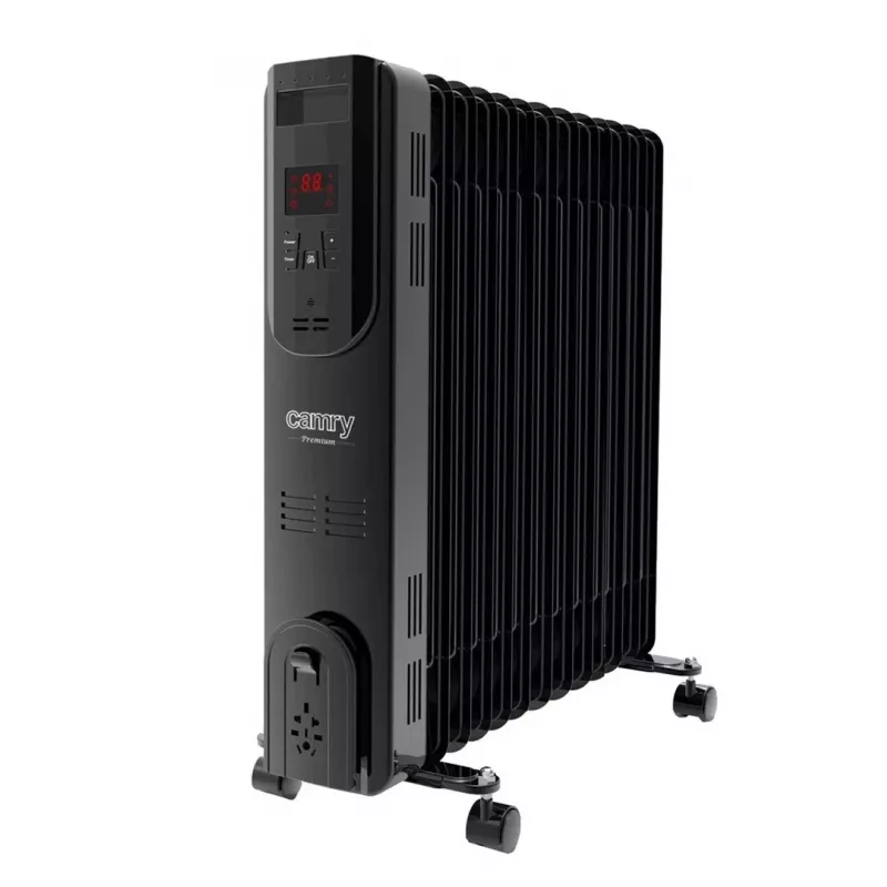 Adler Camry CR 7814 Ölradiator mit Fernbedienung, 2500 W, 3 Heizstufen, 11 Rippen, digitaler Thermostat, 24-Stunden-Timer, LED-Anzeige, Überhitzungs- und Kippschutz, Schwarz