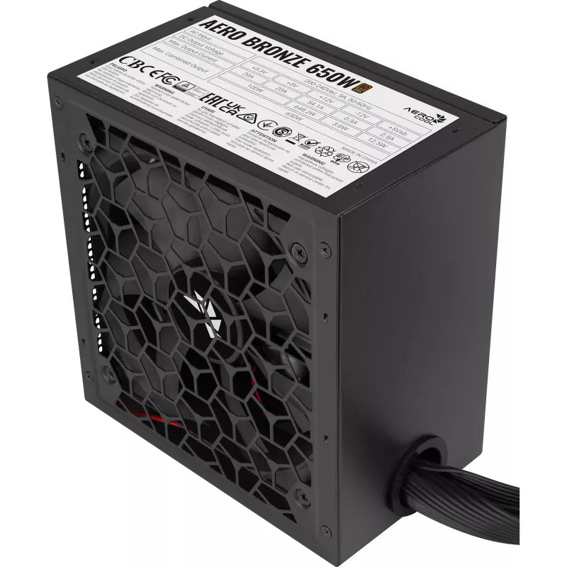 Aerocool B509A Flow-G-BK-v1 Mid Tower PC-Gehäuse mit 650W Netzteil, gehärtetem Glas, Schwarz