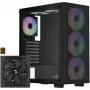Aerocool B509A Flow-G-BK-v1 Mid Tower PC-Gehäuse mit 650W Netzteil, gehärtetem Glas, Schwarz