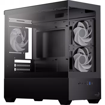 AEROCOOL P300D G-BK-v1 Mini Tower ATX Gehäuse, Schwarz, Tempered Glass