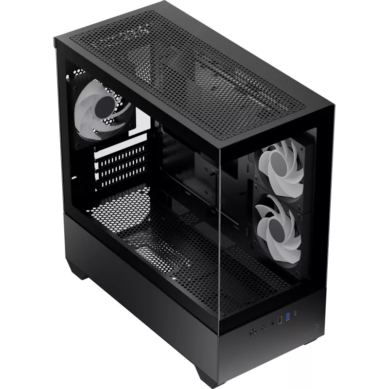 AEROCOOL P300D G-BK-v1 Mini Tower ATX Gehäuse, Schwarz, Tempered Glass