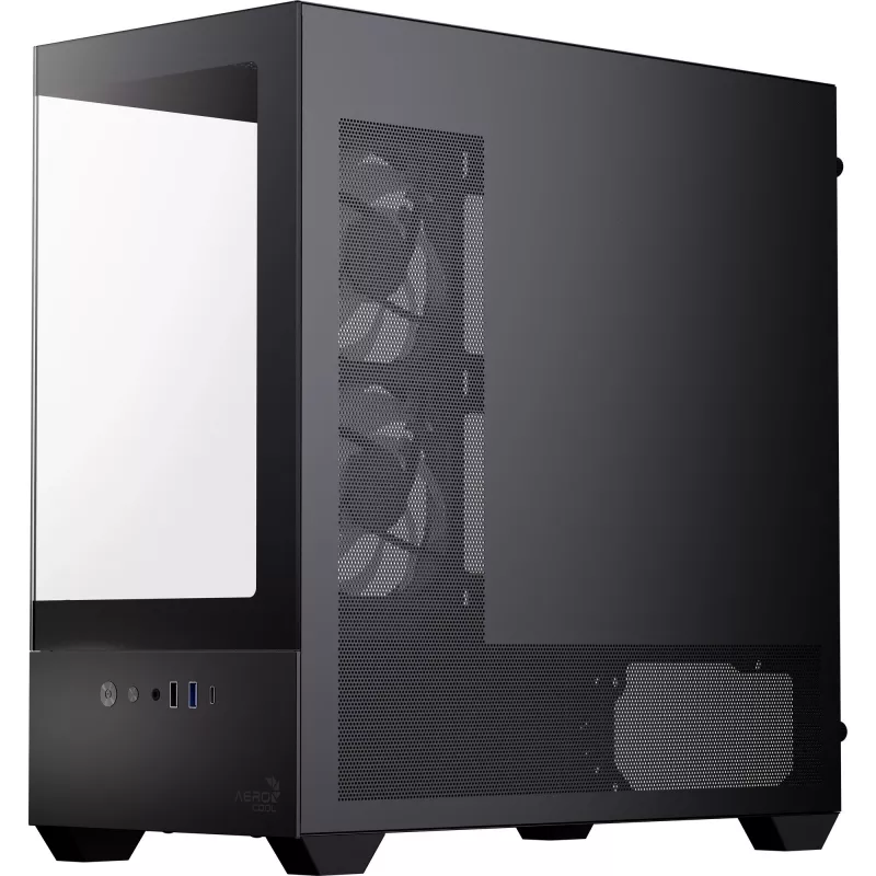 AEROCOOL P300D G-BK-v1 Mini Tower ATX Gehäuse, Schwarz, Tempered Glass
