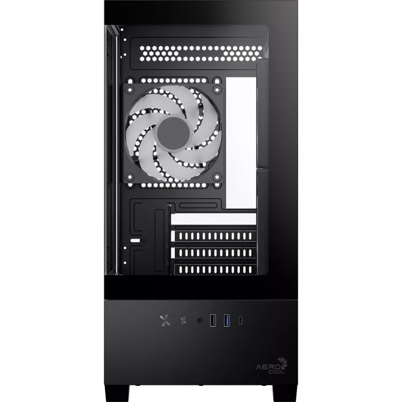 AEROCOOL P300D G-BK-v1 Mini Tower ATX Gehäuse, Schwarz, Tempered Glass