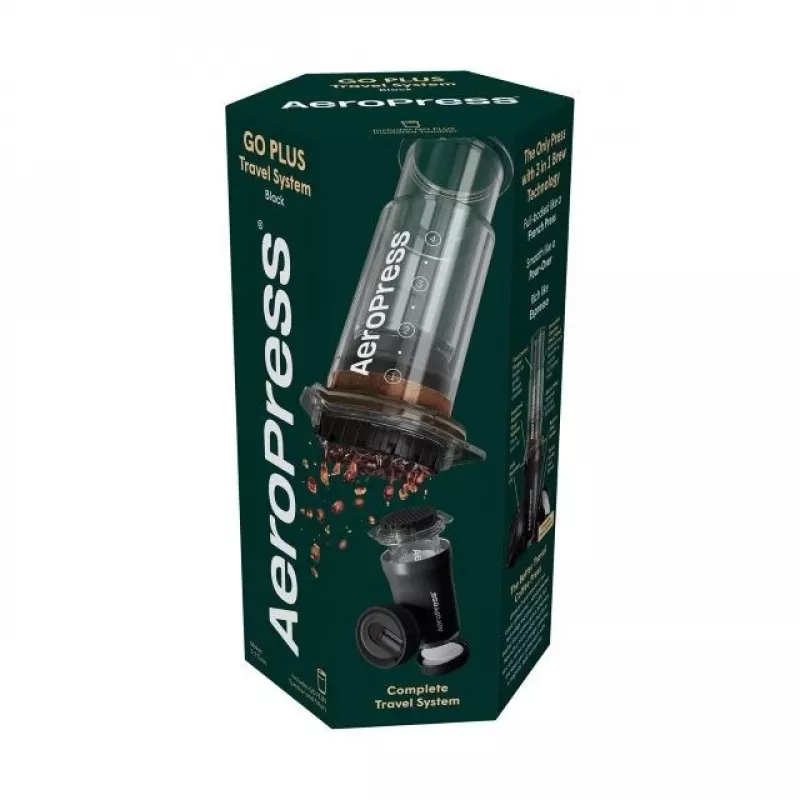 AeroPress Go Plus Reise-Kaffeepresse mit Isolierbecher - Schwarz