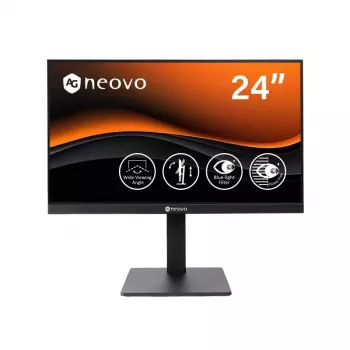 AG Neovo LH2404 23.8 inch Full HD Ergonomischer Desktop-LED-Monitor mit NeoV Optical Glass, 120Hz, VA-Panel, HDMI, DisplayPort, VGA, Schwarz