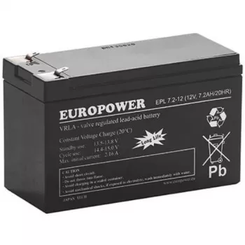 AGM-Batterie EUROPOWER Serie EPL 12V 7,2Ah T1 (15 Jahre Lebensdauer)