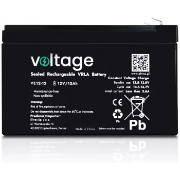 AGM-Batterie Voltage 12V 12Ah VE12-12 (Lebensdauer 6-9 Jahre)