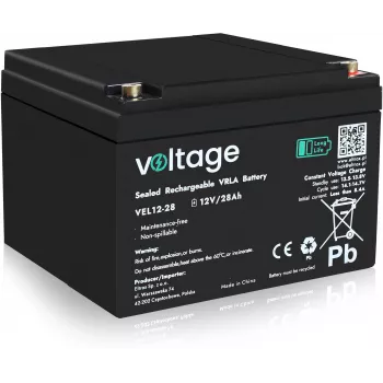 AGM-Batterie Voltage Long Life 12V 28Ah VEL12-28 (15 Jahre Lebensdauer)