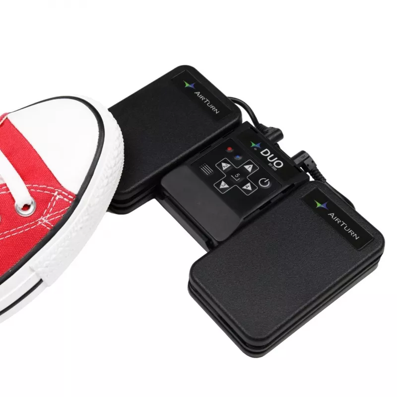 Airturn DUO 500 - Bluetooth 5.0 Seitenwender-Pedalcontroller, leise Membranschalter, 200h Akku, USB-C