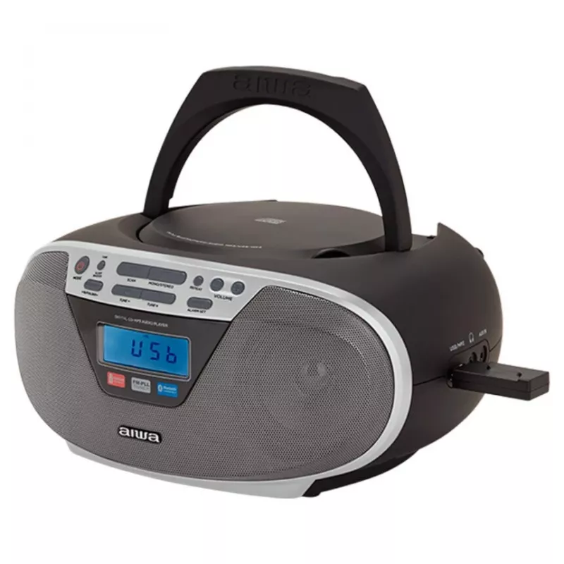 Aiwa BBTU-400SL Tragbares Stereo-System CD/FM RDS/USB/Bluetooth Silber MP3-Wiedergabe