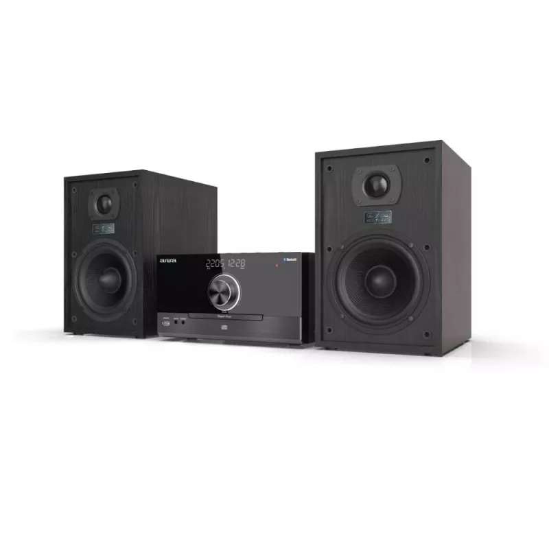 Aiwa MSBTU-600 50W Bluetooth CD Micro Hi-Fi System mit FM-Radio, USB, Aux-In, LED-Anzeige, Fernbedienung, Schwarz