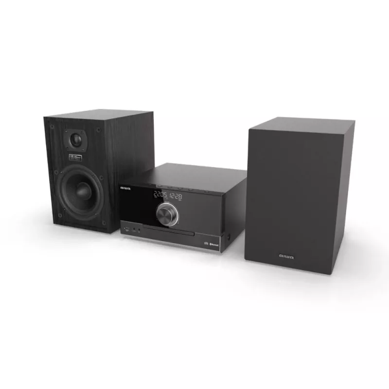 Aiwa MSBTU-600 50W Bluetooth CD Micro Hi-Fi System mit FM-Radio, USB, Aux-In, LED-Anzeige, Fernbedienung, Schwarz