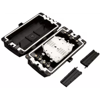 ALANTEC FOM-24K-P Flacher Glasfaserspleißverschluss für 24 Spleiße, komplett (voll ausgestattet: Spleißkassetten, Spleißschutz, Montageelemente, Schrumpfschläuche)