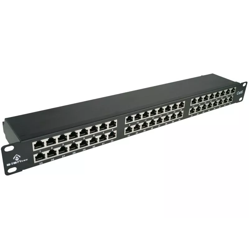 ALANTEC STP Cat.6 48 Ports IDC Patch Panel 2U 19 inch Rackmount Schwarz (PK050)