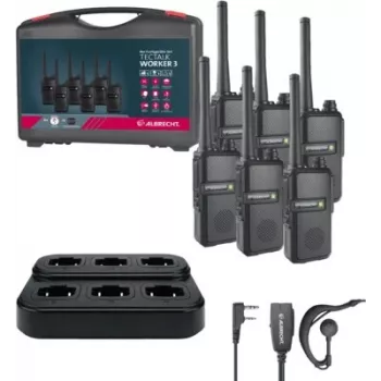 Albrecht Tectalk Worker 3 PMR446 Walkie-Talkie Set – 6 Radios mit Werkzeugkoffer