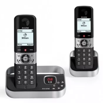 ALCATEL 8517110010 DECT Schnurlostelefon mit 2 Mobilteilen, Schwarz - 1,5 inch Display, Anruferkennung, Intercom, ECO DECT