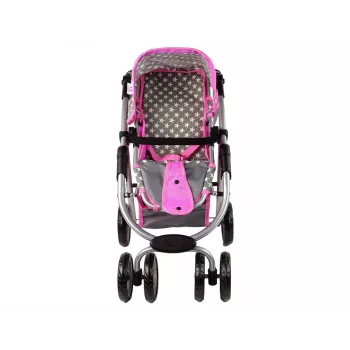 ALICE Baby Doll Stroller 2-in-1 Carrycot Bag Pink Stars