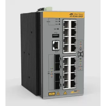 Allied Telesis AT-IE340-20GP-980 Industrial Layer 3+ Managed PoE+ Switch mit 16 Gigabit RJ45, 4 SFP, 240W PoE-Budget, TAA-konform