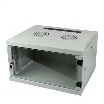 ALLNET 19 inch Wandgehäuse Netzwerkschrank 4U 1-teilig 594x541mm Lichtgrau SMQ Serie