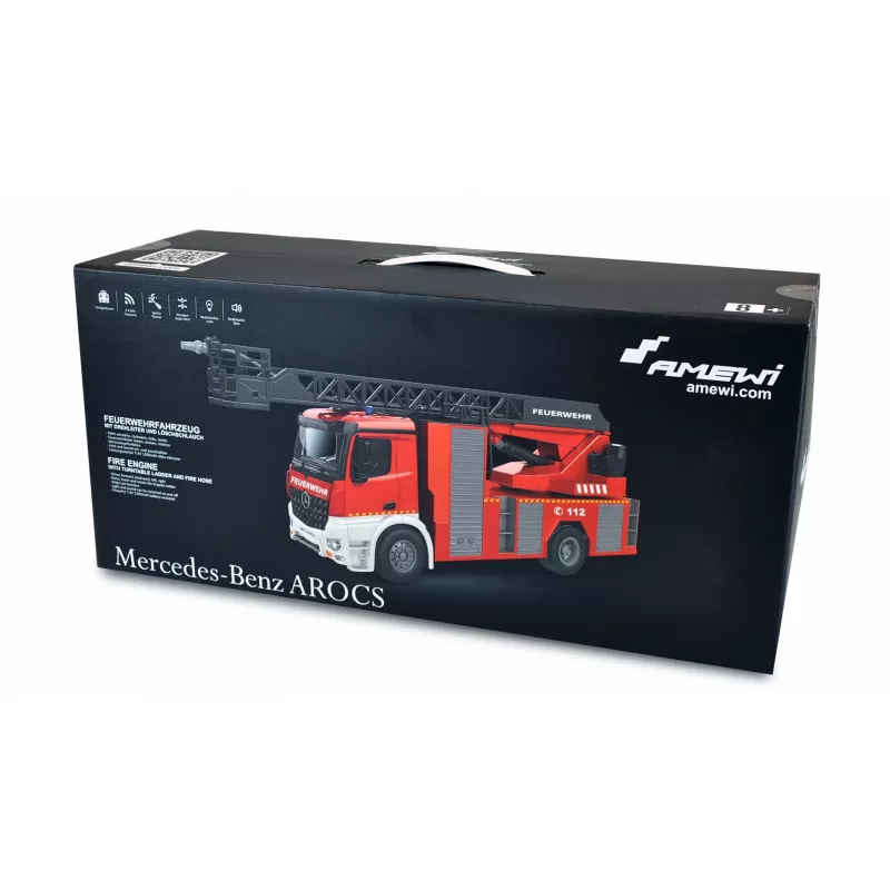 Amewi Mercedes-Benz Drehleiter-Feuerwehrauto 1:18 RTR 2,4GHz mit Wasserstrahl
