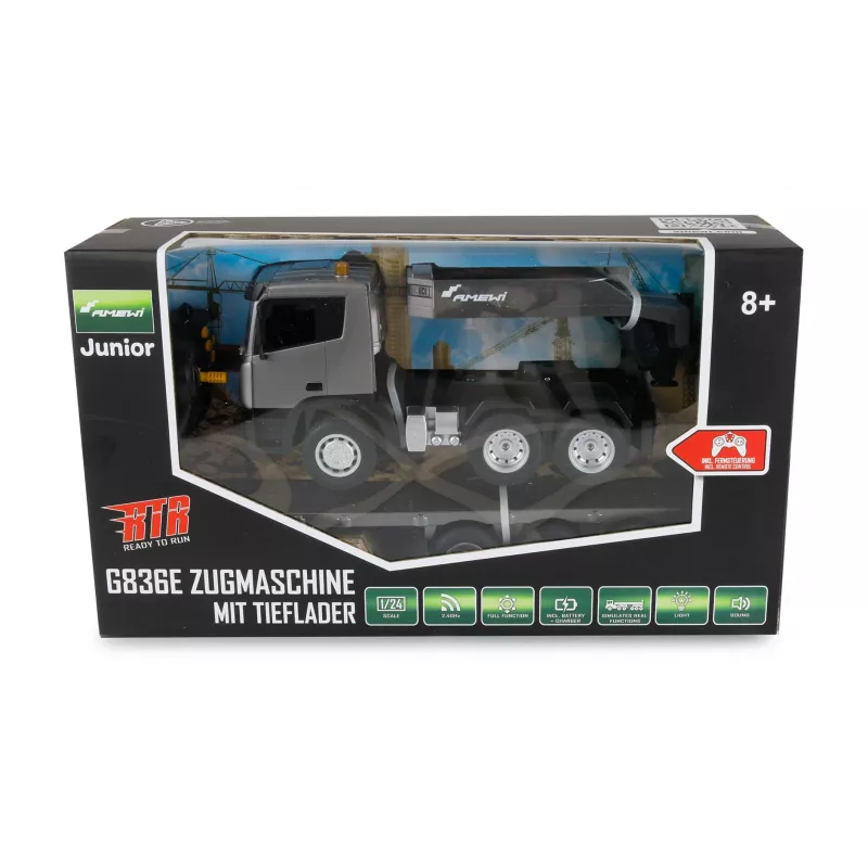 AMEWI RC Baustellen-Traktor mit Tieflader 1:24 RTR