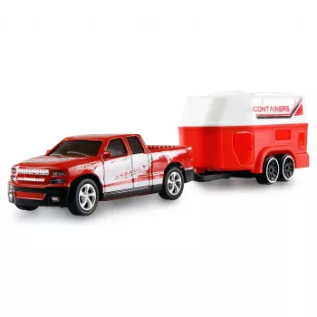 AMEWI RC Pickup Die Cast mit Pferdeanhänger 1:64 RTR Rot (22681)