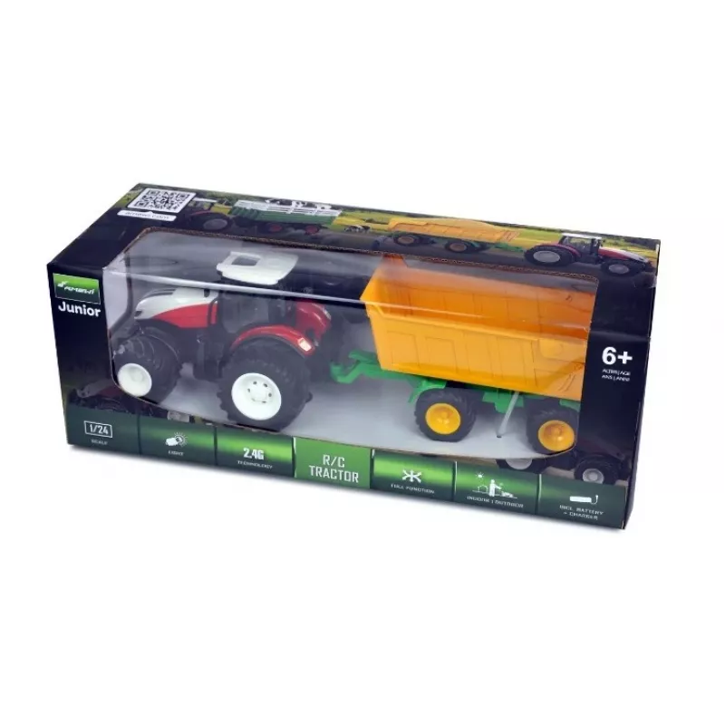 AMEWI RC Traktor mit Kippanhänger 1:24 Maßstab 2,4GHz 6-Kanal Li-Ion 500mAh