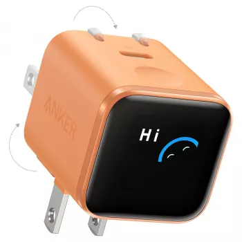 Anker Nano Charger 45W GaN USB-C Charger mit ActiveShield 5.0, Touch-Sensor, SmartDisplay, iPhone-Erkennung, Orange