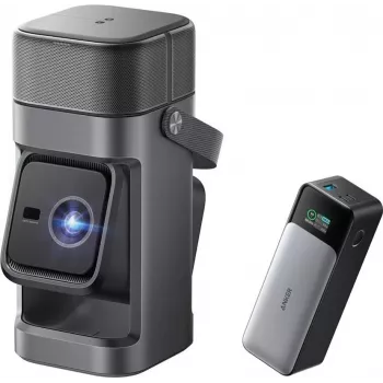 Anker Nebula P1 Tragbarer Projektor mit abnehmbaren Lautsprechern, Full HD 1080p, 650 ANSI Lumen, 20W 2.0 Surround Sound, Android TV 11, Grau