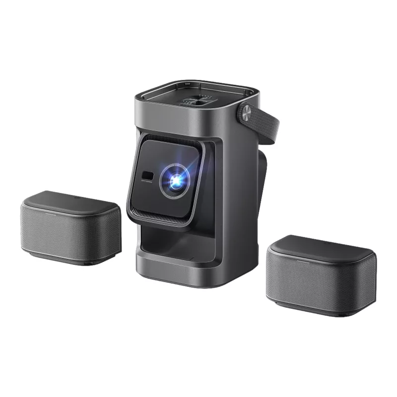 Anker Nebula P1 Tragbarer Projektor mit abnehmbaren Lautsprechern, Full HD 1080p, 650 ANSI Lumen, 20W 2.0 Surround Sound, Android TV 11, Grau