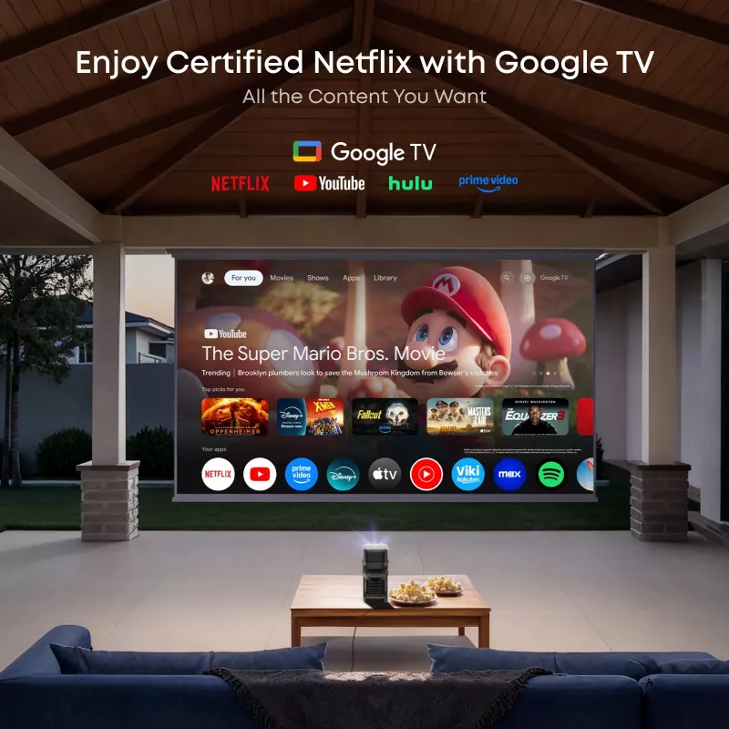 Anker Nebula P1 Tragbarer Projektor mit abnehmbaren Lautsprechern, Full HD 1080p, 650 ANSI Lumen, 20W 2.0 Surround Sound, Android TV 11, Grau