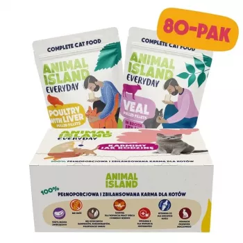 ANL Animal Island Everyday Mischgeschmack Nassfutter für Katzen Beutel 80 x 85 g