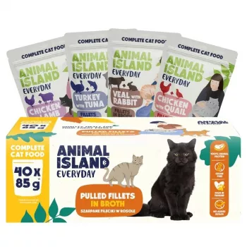 ANL Animal Island Everyday Nassfutter für Katzen mit gemischten Geschmacksrichtungen 40 x 85 g Beutel