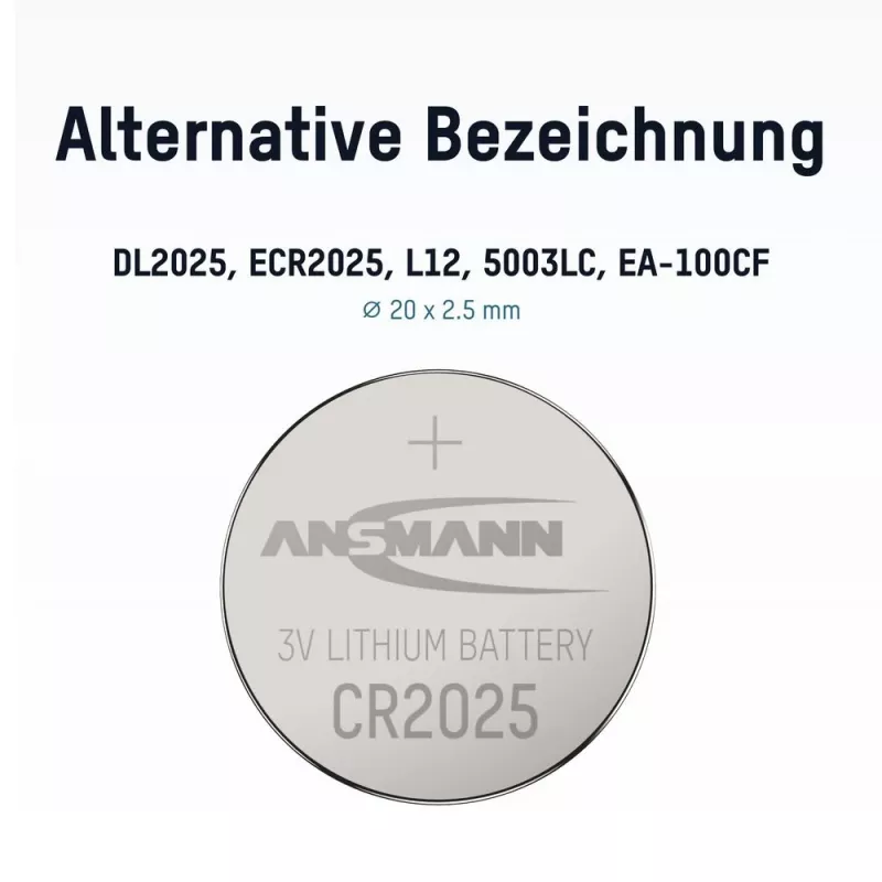 ANSMANN CR2025 Lithium-Knopfzelle, 3V, 160mAh, 1er-Blister