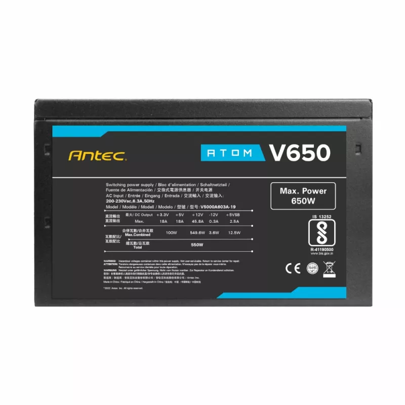 Antec Atom V650 Nicht-modulares Netzteil - 650W, 80 PLUS White, ATX, 120mm leiser Lüfter