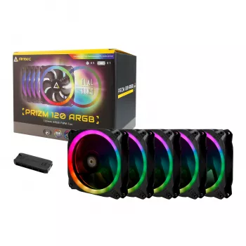 Antec Prizm 120 ARGB Gehäuselüfter 5er-Pack + Controller - Schwarz