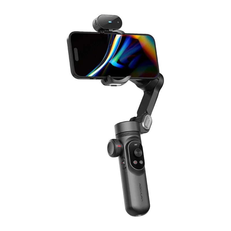 AOCHUAN Smart X Pro 3-Achsen Gimbal-Stabilisator mit KI-Tracking und Gestensteuerung für Smartphone, Schwarz