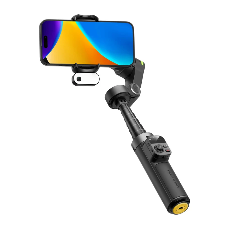 AOCHUAN Smart X3 AI Tracking Gimbal Stabilizer mit LED-Licht und Selfie-Stick für Smartphone, Schwarz