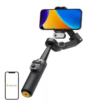 AOCHUAN Smart X3 AI Tracking Gimbal Stabilizer mit LED-Licht und Selfie-Stick für Smartphone, Schwarz