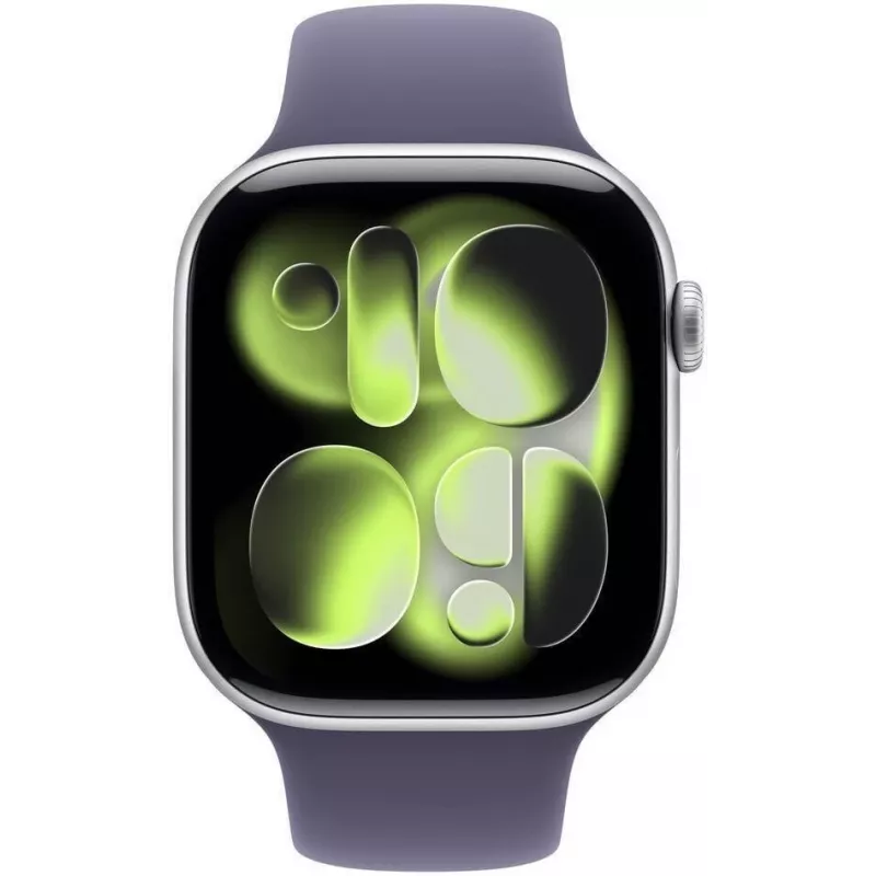 Apple Watch Series 11 (2025) GPS 46mm Silber Aluminiumgehäuse mit Purple Fog Sportarmband M/L