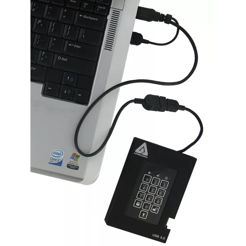 Apricorn Aegis Padlock Fortress A25-3PL256-500F Externe Festplatte - 500GB - USB 3.2 Gen 1 - AES 256-bit Hardware-Verschlüsselung - Schwarz