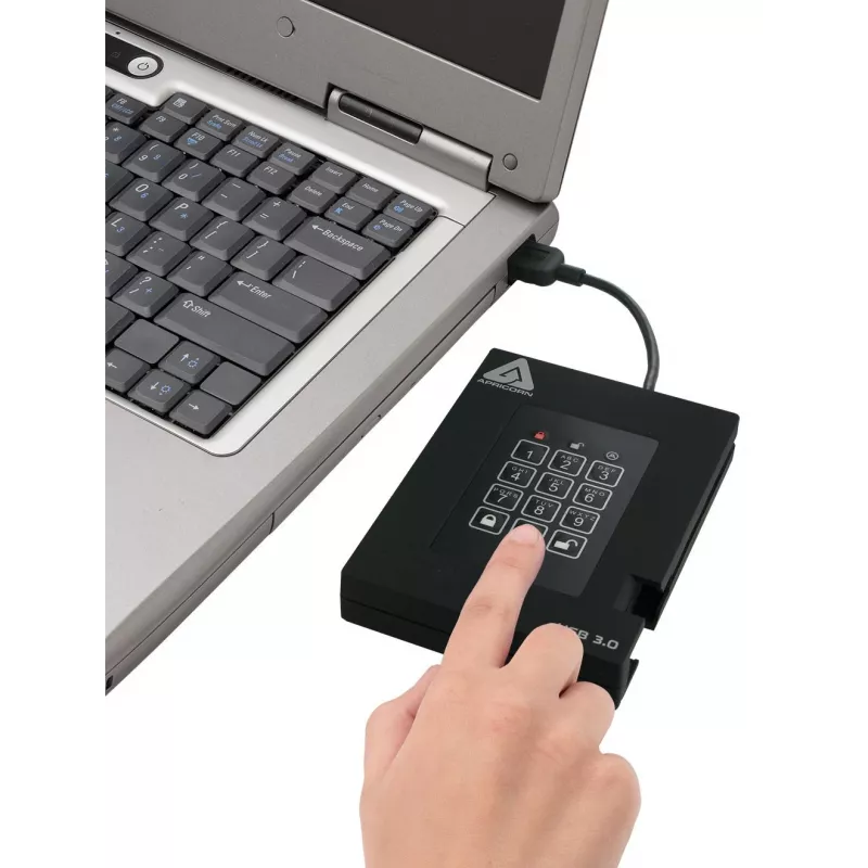 Apricorn Aegis Padlock Fortress A25-3PL256-500F Externe Festplatte - 500GB - USB 3.2 Gen 1 - AES 256-bit Hardware-Verschlüsselung - Schwarz
