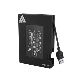 Apricorn Aegis Padlock Fortress A25-3PL256-500F Externe Festplatte - 500GB - USB 3.2 Gen 1 - AES 256-bit Hardware-Verschlüsselung - Schwarz