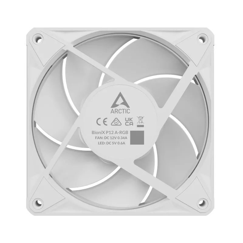 Arctic BioniX P12 A-RGB White 3-Pack – 120mm PWM Gehäuselüfter mit adressierbarem RGB und Daisy Chain, 450-3000 U/min