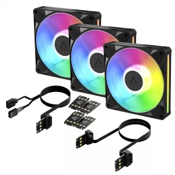 Arctic BioniX P14 A-RGB 140mm PWM Lüfter 3er-Pack - Schwarz - Adressierbares RGB, 2500 U/min, 186 m³/h