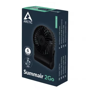 Arctic Summair 2Go Wiederaufladbarer Tischventilator - 10 cm (Schwarz)