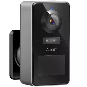 Arenti POWER1Q 2K Smarte Akku-Sicherheitskamera, KI-Personenerkennung, Farb-Nachtsicht, IP65, Schwarz
