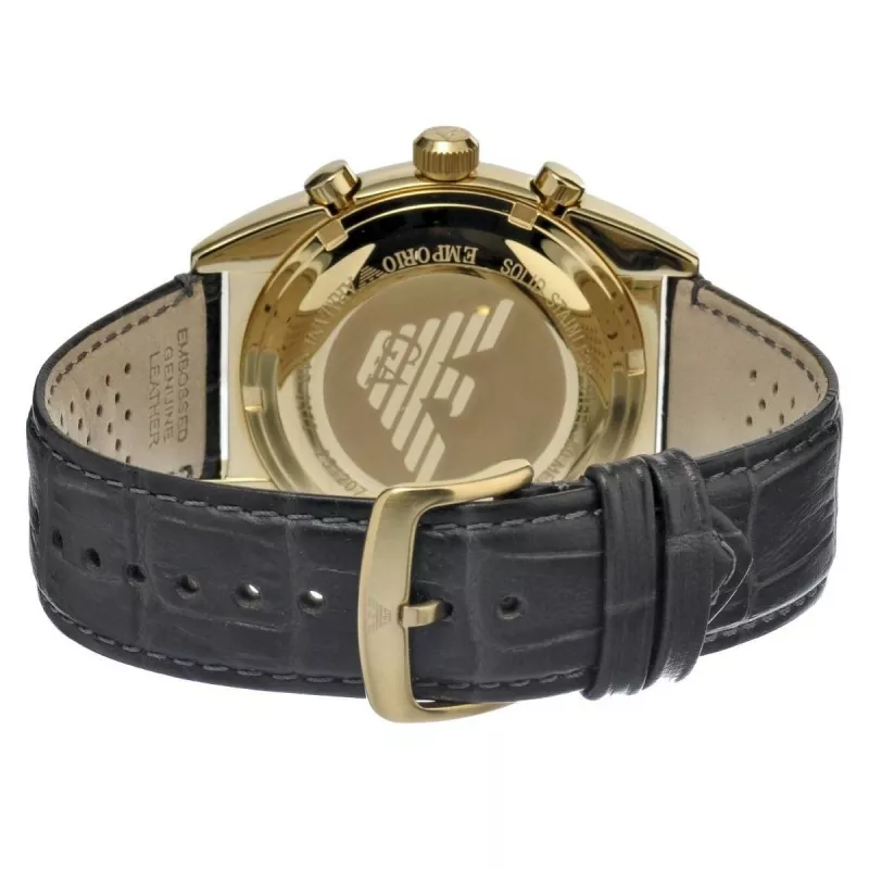 ARMANI AR0386 Herren Classic Quarz Analog Uhr 40mm Silbernes Zifferblatt Braunes Lederarmband