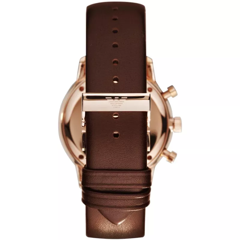 ARMANI AR0387 Herren-Quarz-Chronograph Uhr 42mm schwarzes Zifferblatt Lederarmband